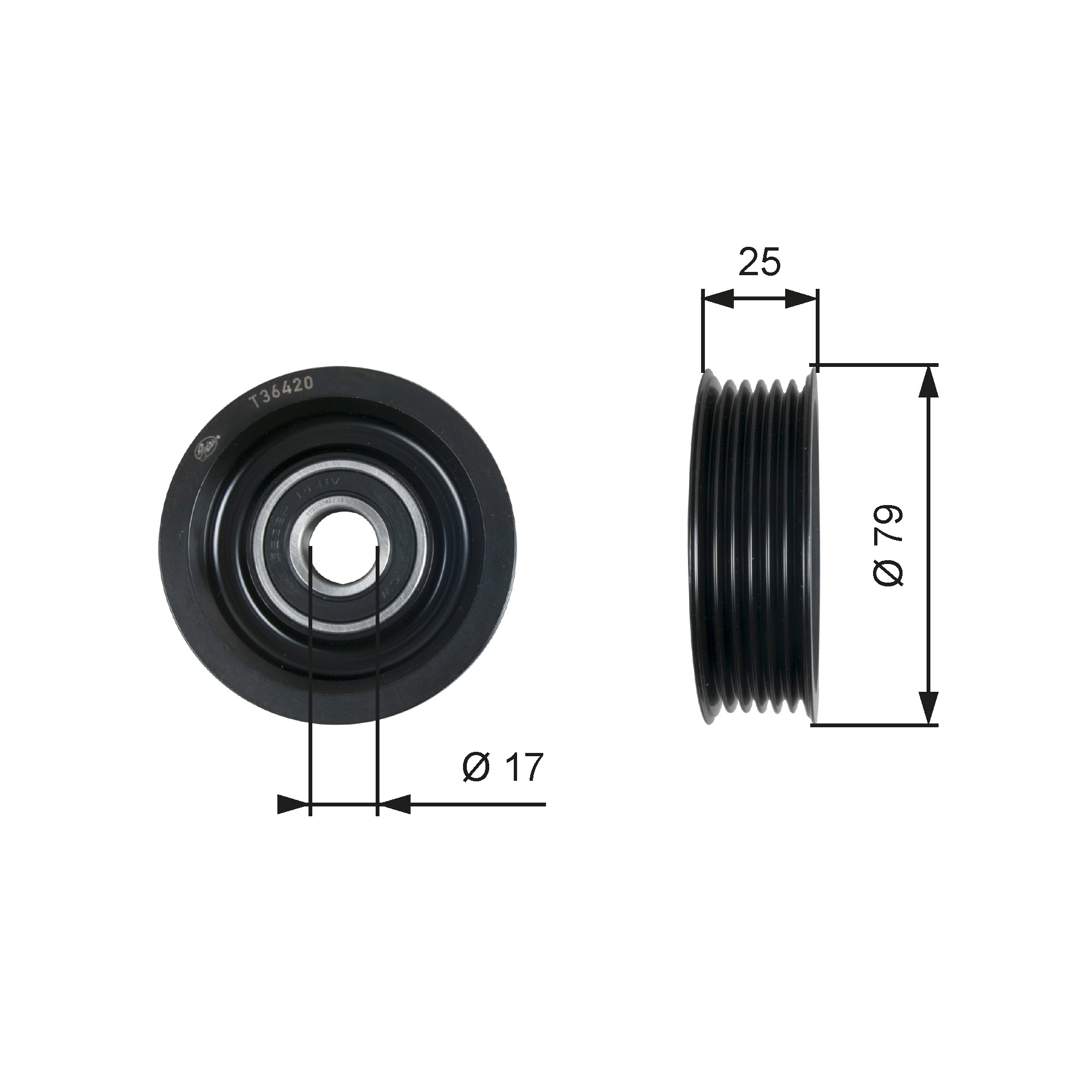Deflection/Guide Pulley, V-ribbed belt DriveAlign™ T36420