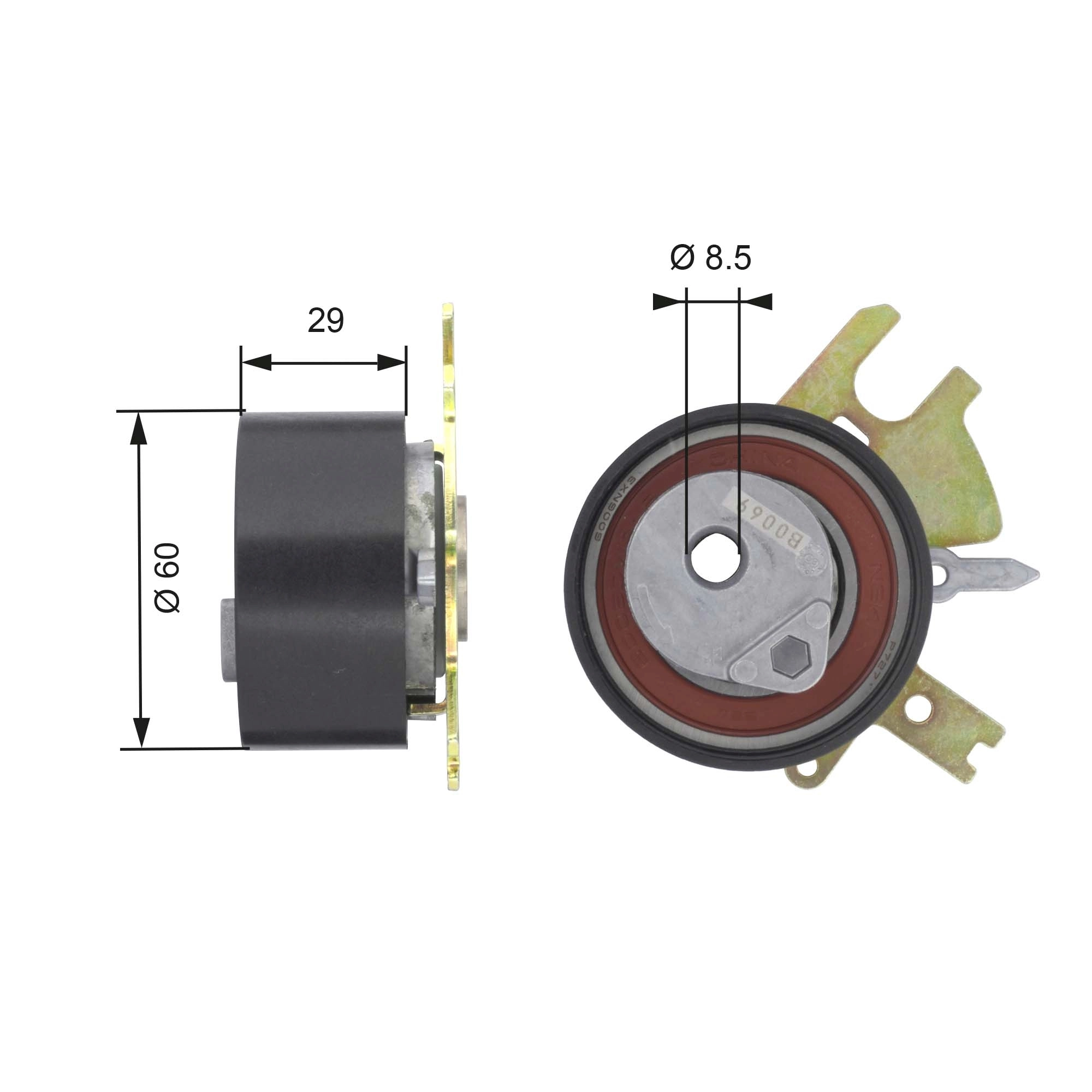 Tensioner Pulley, timing belt PowerGrip™ T43089