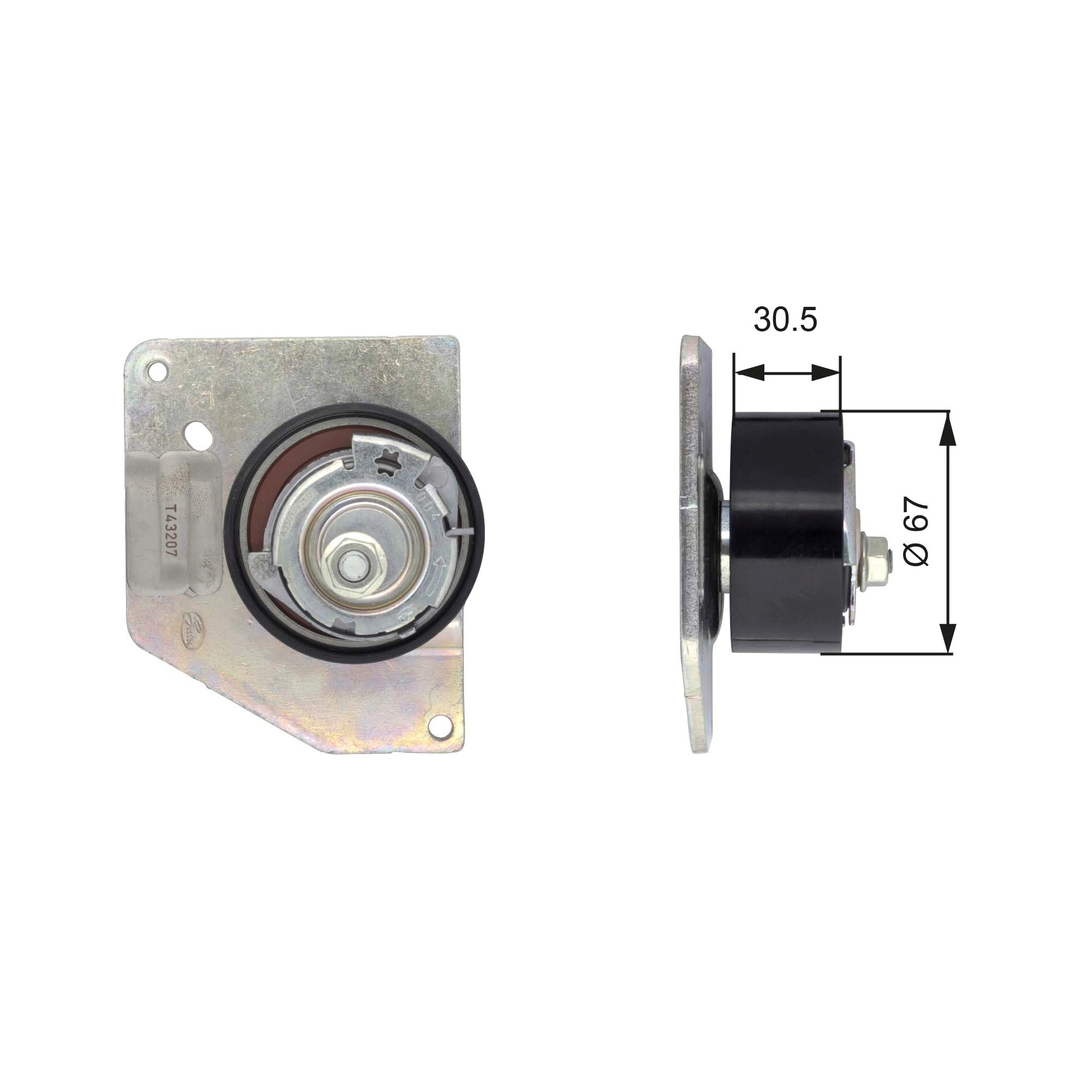 Tensioner Pulley, timing belt PowerGrip™ T43207