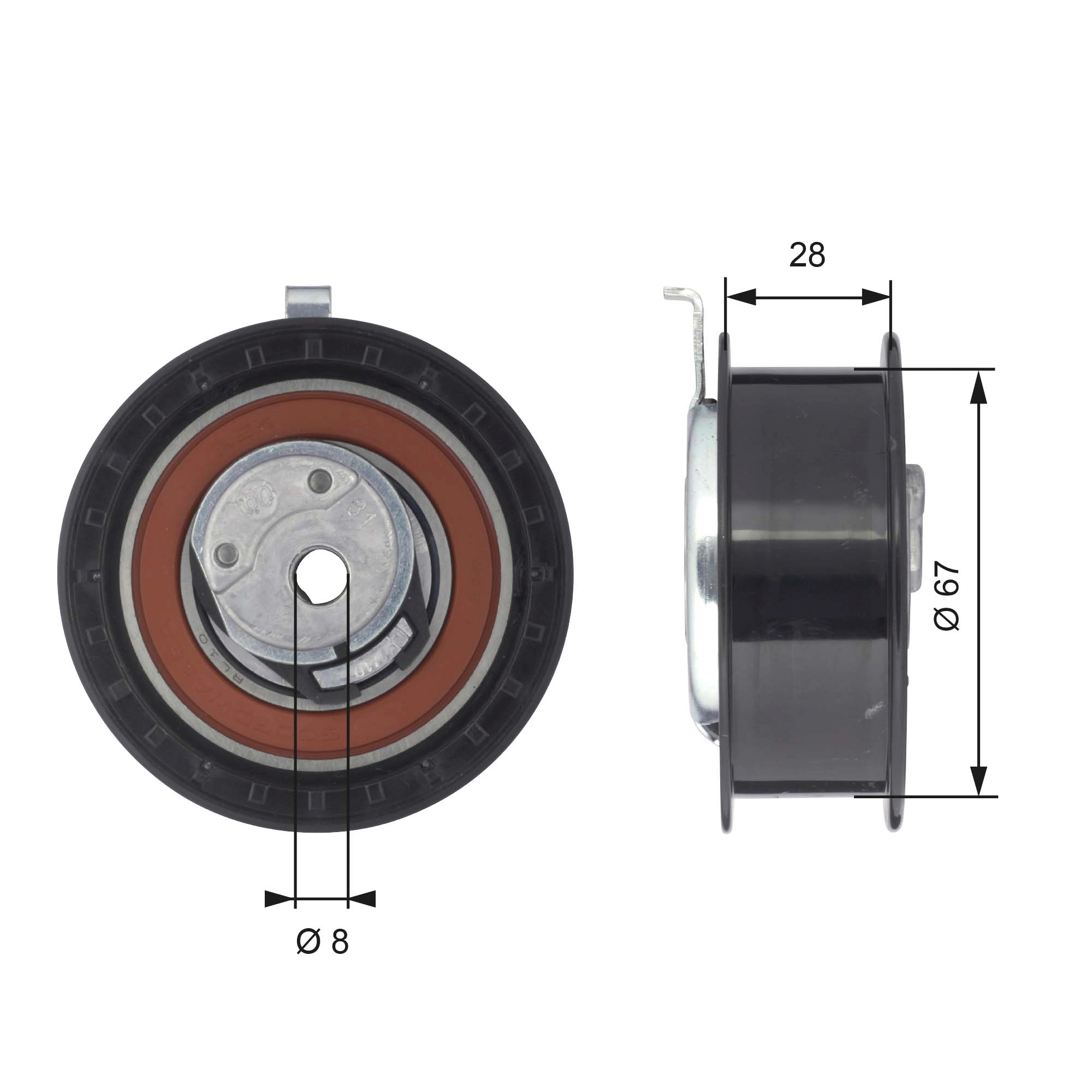 Tensioner Pulley, timing belt PowerGrip™ T43052