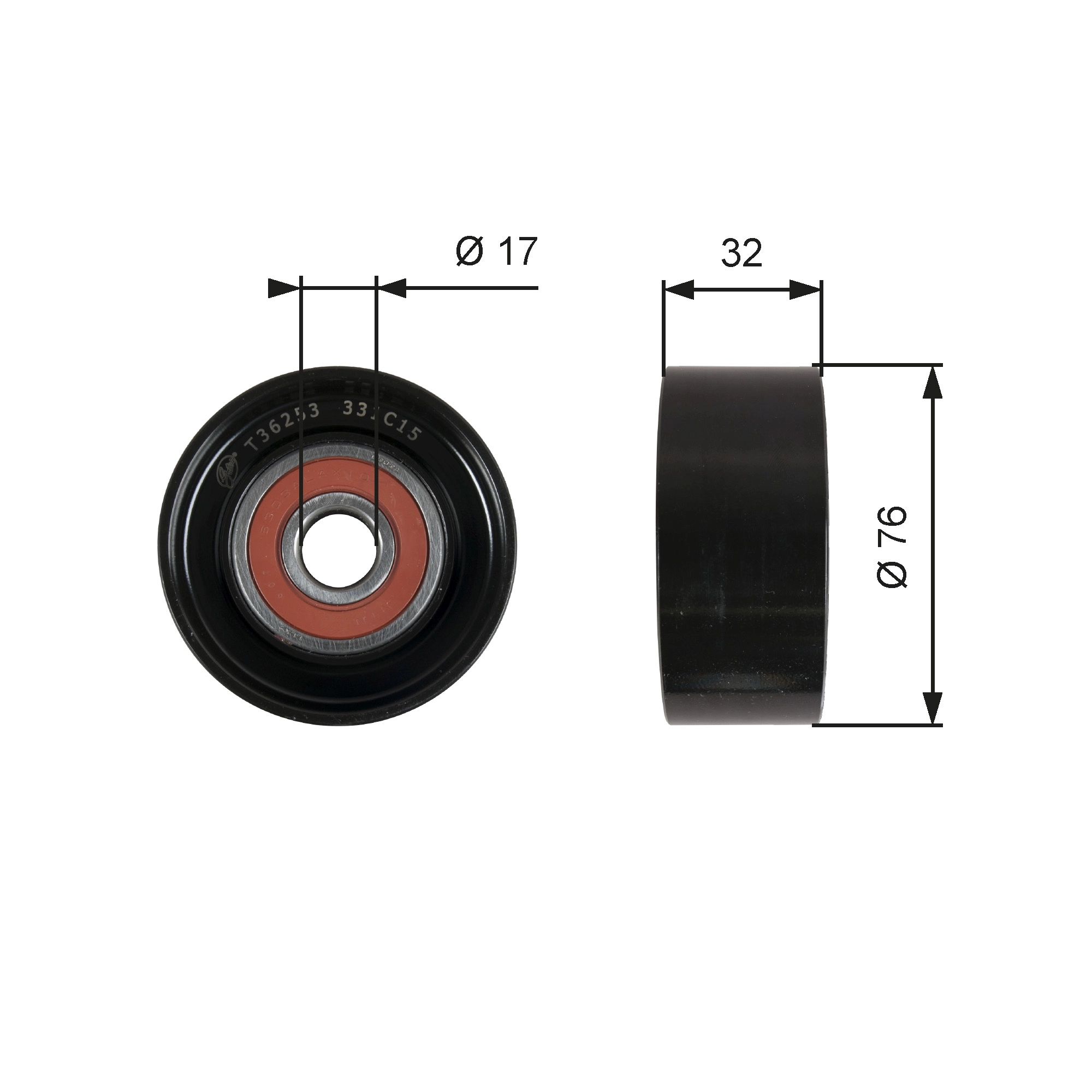 Deflection/Guide Pulley, V-ribbed belt DriveAlign™ T36253