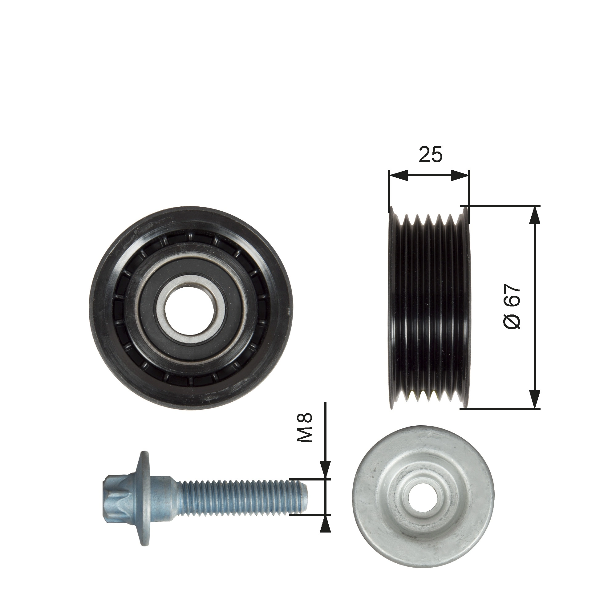 Deflection/Guide Pulley, V-ribbed belt DriveAlign™ T36619