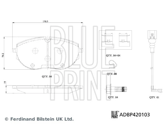 BLUE PRINT ADBP420103 Brake Pad Set, disc brake