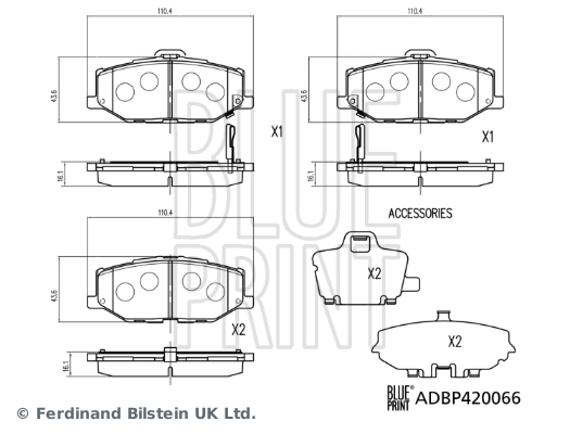 BLUE PRINT ADBP420066 Brake Pad Set, disc brake