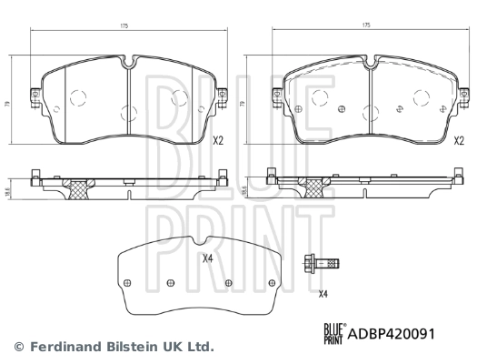 BLUE PRINT ADBP420091 Brake Pad Set, disc brake