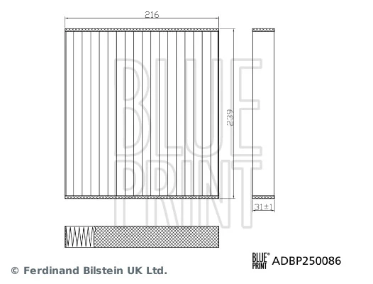 BLUE PRINT ADBP250086 Filter, cabin air