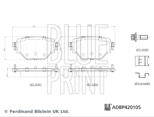 BLUE PRINT ADBP420105 Brake Pad Set, disc brake