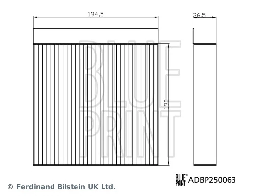 BLUE PRINT ADBP250063 Filter, cabin air