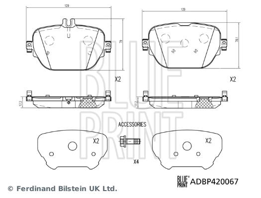 BLUE PRINT ADBP420067 Brake Pad Set, disc brake