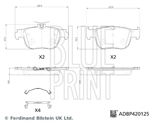 BLUE PRINT ADBP420125 Brake Pad Set, disc brake
