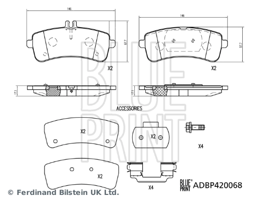 BLUE PRINT ADBP420068 Brake Pad Set, disc brake