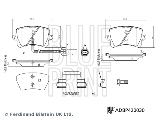 BLUE PRINT ADBP420030 Brake Pad Set, disc brake