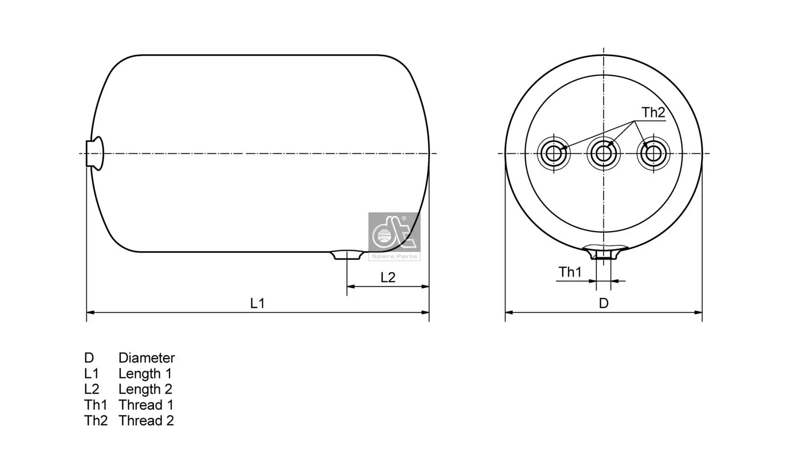 DT Spare Parts 3.70123 Air Tank, compressed-air system