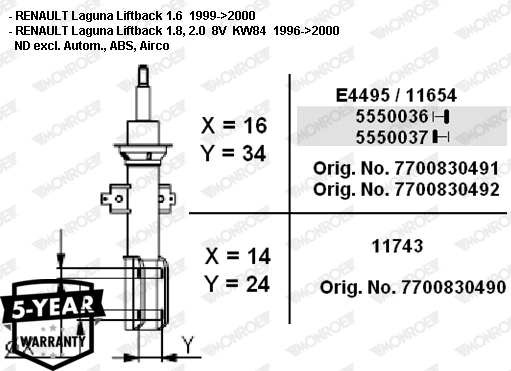Shock Absorber MONROE ORIGINAL 11743