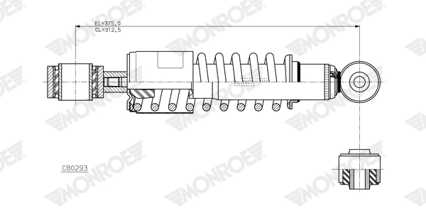 Shock Absorber, driver cab suspension MONROE MAGNUM Cabin CB0293