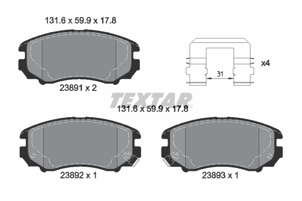 Brake Pad Set, disc brake Q+ 2389105