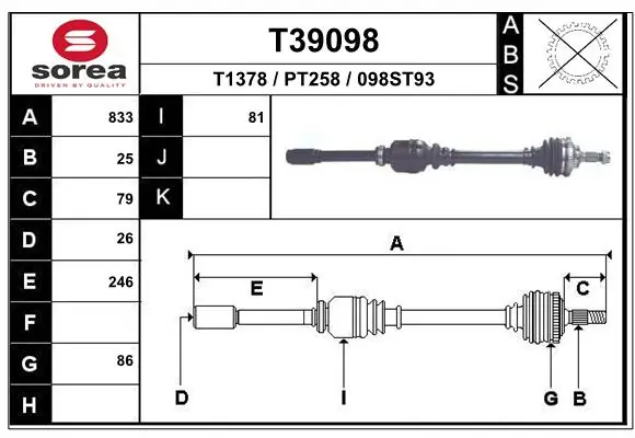 Drive Shaft T39098