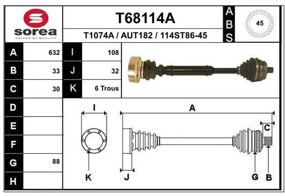 Drive Shaft T68114A