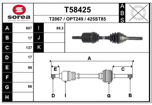 Drive Shaft T58425