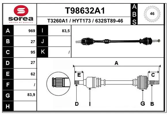 Drive Shaft T98632A1