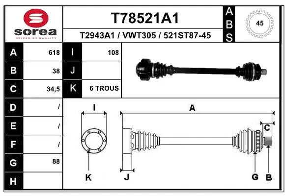 Drive Shaft T78521A1