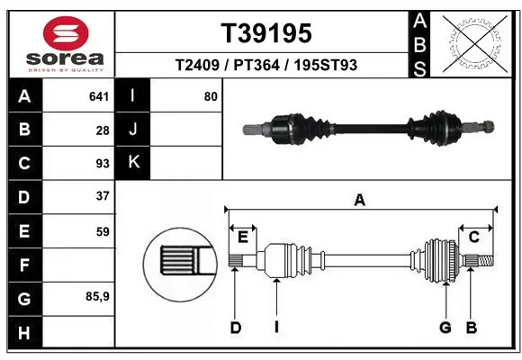 Drive Shaft T39195