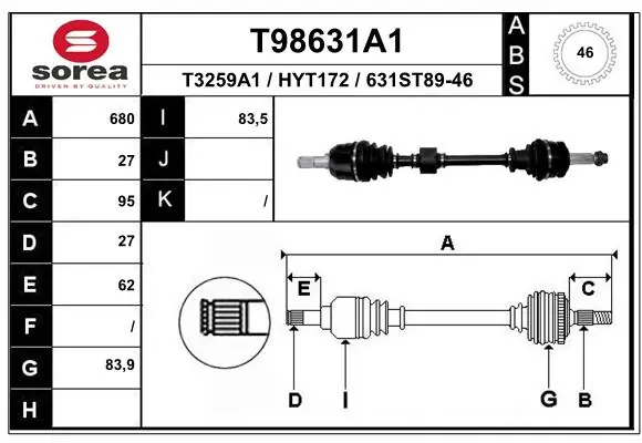 Drive Shaft T98631A1