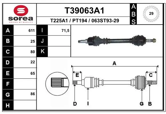 Drive Shaft T39063A1