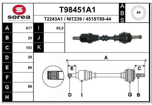 Drive Shaft T98451A1