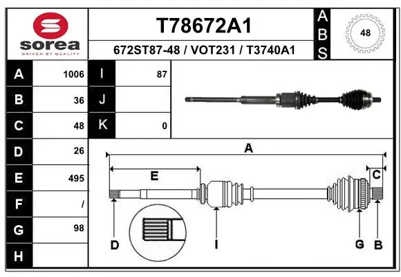 Drive Shaft T78672A1