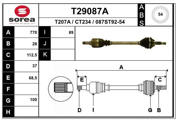 Drive Shaft T29087A