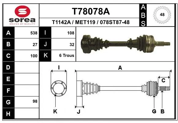 Drive Shaft T78078A
