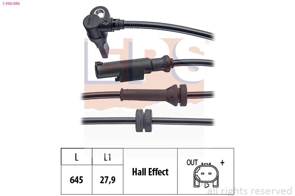 Sensor, wheel speed Made in Italy - OE Equivalent 1.960.086