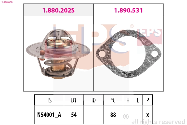 Thermostat, coolant Made in Italy - OE Equivalent 1.880.600
