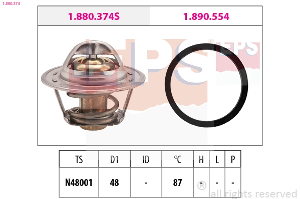 Thermostat, coolant Made in Italy - OE Equivalent 1.880.374