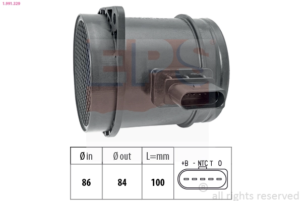 Mass Air Flow Sensor Made in Italy - OE Equivalent 1.991.329