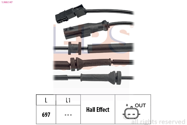 Sensor, wheel speed Made in Italy - OE Equivalent 1.960.147