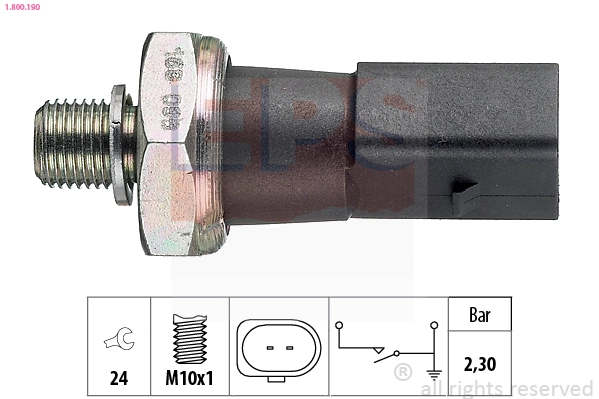 Oil Pressure Switch Made in Italy - OE Equivalent 1.800.190