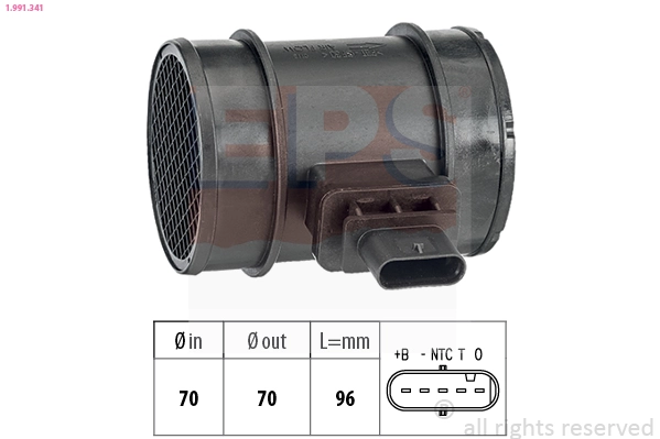 Mass Air Flow Sensor Made in Italy - OE Equivalent 1.991.341