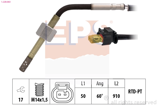 Sensor, exhaust gas temperature Made in Italy - OE Equivalent 1.220.083
