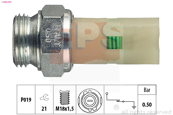 Oil Pressure Switch Made in Italy - OE Equivalent 1.800.075