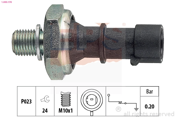 Oil Pressure Switch Made in Italy - OE Equivalent 1.800.170