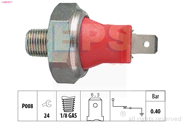 Oil Pressure Switch Made in Italy - OE Equivalent 1.800.017