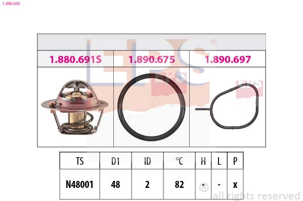 Thermostat, coolant Made in Italy - OE Equivalent 1.880.692