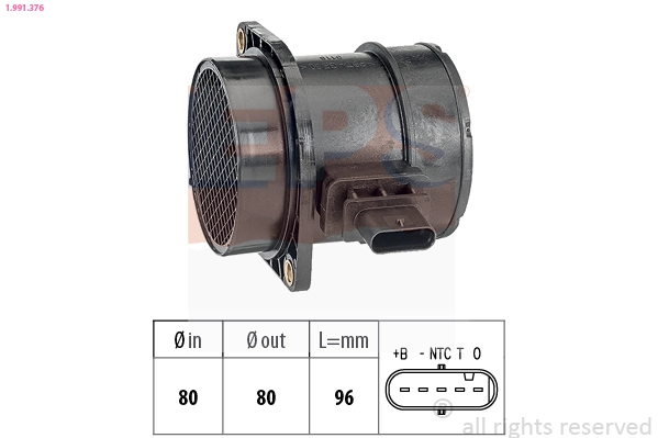 Mass Air Flow Sensor Made in Italy - OE Equivalent 1.991.376