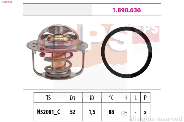Thermostat, coolant Made in Italy - OE Equivalent 1.880.554