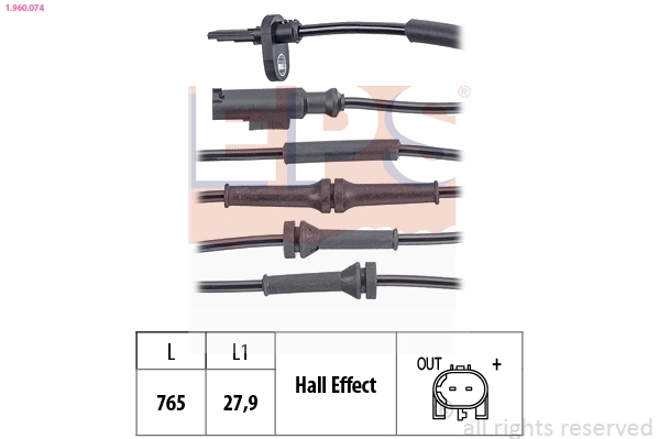 Sensor, wheel speed Made in Italy - OE Equivalent 1.960.074