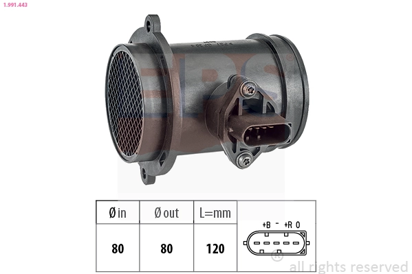Mass Air Flow Sensor Made in Italy - OE Equivalent 1.991.443
