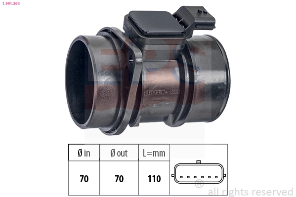 Mass Air Flow Sensor Made in Italy - OE Equivalent 1.991.364