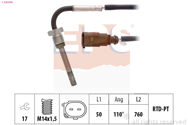 Sensor, exhaust gas temperature Made in Italy - OE Equivalent 1.220.048